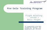 Pre-Solo Training Program Flight Briefing: Lesson 1 Basic Flight In cooperation with Mid Island Air Service, Inc. Brookhaven, NY (Michael Bellenir, CFI)