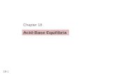 18-1 Chapter 18 Acid-Base Equilibria. 18-2 Acid-Base Equilibria 18.1 Acids and bases in water 18.2 Auto-ionization of water and the pH scale 18.3 Proton.
