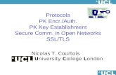 Protocols PK Encr./Auth. PK Key Establishment Secure Comm. in Open Networks SSL/TLS Nicolas T. Courtois - University College London.