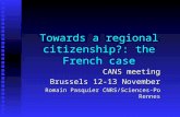 Towards a regional citizenship?: the French case CANS meeting Brussels 12-13 November Romain Pasquier CNRS/Sciences-Po Rennes.