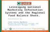 Leveraging National Marketing Information Systems and the Regional Food Balance Sheet. Presentation by: Janet Kalulu Ngombalu Marketing information systems.