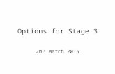 Options for Stage 3 20 th March 2015. Overview General information 2 minute sales pitches for options KITC Projects.