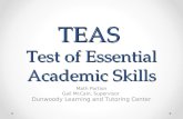 TEAS Test of Essential Academic Skills Math Portion Gail McCain, Supervisor Dunwoody Learning and Tutoring Center.