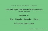 Statistics for the Behavioral Sciences Second Edition Chapter 9: The Single-Sample t Test iClicker Questions Copyright © 2012 by Worth Publishers Susan.