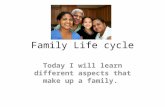 Family Life cycle Today I will learn different aspects that make up a family.