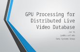 GPU Processing for Distributed Live Video Database Jun Ye jye@cs.ucf.edu Data Systems Group.