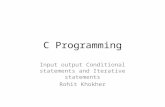 C Programming Input output Conditional statements and Iterative statements Rohit Khokher.