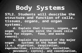 Body Systems S7L2. Students will describe the structure and function of cells, tissues, organs, and organ systems. d. Explain that tissues, organs, and.