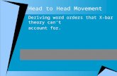 Head to Head Movement Deriving word orders that X-bar theory can’t account for.