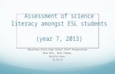 Assessment of science literacy amongst ESL students (year 7, 2013) Macarthur Girls High School Staff Presentation Sham Nair, Brad Thomas, Natalie Aoun.