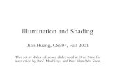 Illumination and Shading Jian Huang, CS594, Fall 2001 This set of slides reference slides used at Ohio State for instruction by Prof. Machiraju and Prof.