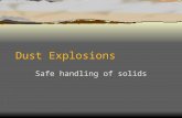 Dust Explosions Safe handling of solids. Dust Explosion Control  Introduction  Basic concepts of dust explosions  Ignition sources  Electrostatic.