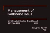 Management of Gallstone Ileus Joint Hospital Surgical Grand Round 17 th May, 2008 UCH Cyrus Tse Tak Yin TMH.