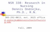 NSR 338: Research in Nursing Dennis Ondrejka, Ph.D., R.N. 303-292-0015, ext. 3625 office d.ondrejka@denverschoolofnursing.edu Fall, 2009.