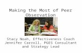 Making the Most of Peer Observation Stacy Noah, Effectiveness Coach Jennifer Carroll, PGES Consultant and Strategy Lead