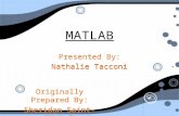 MATLAB Presented By: Nathalie Tacconi Presented By: Nathalie Tacconi Originally Prepared By: Sheridan Saint-Michel Originally Prepared By: Sheridan Saint-Michel.
