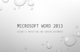 MICROSOFT WORD 2013 LESSON 13 PROTECTING AND SHARING DOCUMENTS.