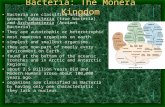 Bacteria: The Monera Kingdom Bacteria are classified into two groups: Eubacteria (true bacteria) and Archaebacteria (Ancient Bacteria). They are autotrophic.