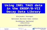 Alejandro Sonzogni Subgroup 25 May 3, 2006 meeting Using INEL TAGS data in the ENSDF/B-VII Decay Data Library Alejandro Sonzogni National Nuclear Data.