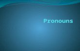 Pronouns 6 types: Demonstrative Interrogative Personal Possessive Reflexive Indefinite.
