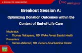 Moderator: Thomas Nakagawa, MD, Wake Forest Baptist Health Presenters: Darren Malinoski, MD, Cedars-Sinai Medical Center Breakout Session A: Optimizing.