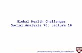 Harvard University Initiative for Global Health Global Health Challenges Social Analysis 76: Lecture 10.