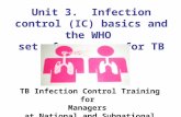 Unit 3. Infection control (IC) basics and the WHO set of measures for TB IC TB Infection Control Training for Managers at National and Subnational Level.