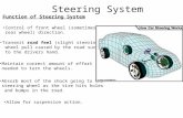 Steering System Function of Steering System Control of front wheel (sometimes rear wheel) direction. Maintain correct amount of effort needed to turn the.