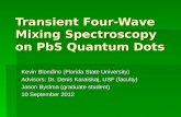 Transient Four-Wave Mixing Spectroscopy on PbS Quantum Dots Kevin Blondino (Florida State University) Advisors: Dr. Denis Karaiskaj, USF (faculty) Jason.
