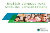 English Language Arts Stimulus Considerations. Stimulus Materials Provide context, set up the prompt Text, audio or video recordings, visual aids Complete.