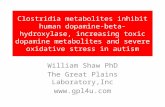 Clostridia metabolites inhibit human dopamine-beta-hydroxylase, increasing toxic dopamine metabolites and severe oxidative stress in autism William Shaw.