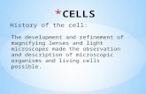 History of the cell: The development and refinement of magnifying lenses and light microscopes made the observation and description of microscopic organisms.