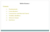 Inheritance Contents 1.Fundamentals 2.Generalization 3.Constructors and Derived Classes 4.Visibility Modifiers 5.Abstract Classes 6.Interfaces.