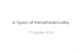 6 Types of Metatheatricality 7 th October 2013 1.