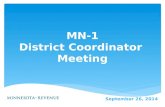 MN-1 District Coordinator Meeting September 26, 2014.