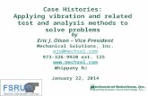 Case Histories: Applying vibration and related test and analysis methods to solve problems by Eric J. Olson – Vice President Mechanical Solutions, Inc.
