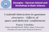 Georgian - German School and Workshop in Basic Science Tamar Tchelidze Ivane Javakhishvili Tbilisi State University, Faculty of exact and Natural Sciences.