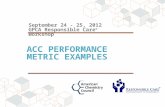 September 24 - 25, 2012 GPCA Responsible Care ® Workshop ACC PERFORMANCE METRIC EXAMPLES.