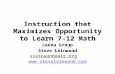 Instruction that Maximizes Opportunity to Learn 7-12 Math Leona Group Steve Leinwand sleinwand@air.org .