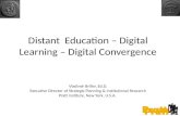 Distant Education – Digital Learning – Digital Convergence Vladimir Briller, Ed.D. Executive Director of Strategic Planning & Institutional Research Pratt.