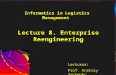 1 Lecture 8. Enterprise Reengineering Lecturer: Prof. Anatoly Sachenko Informatics in Logistics Management.