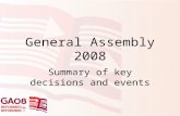 General Assembly 2008 Summary of key decisions and events.