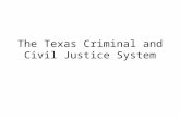 The Texas Criminal and Civil Justice System. This section focuses specifically on the criminal justice system in the state of Texas and the United States.
