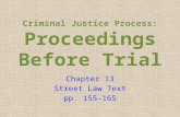 Criminal Justice Process: Proceedings Before Trial Chapter 13 Street Law Text pp. 155-165.