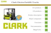 Clark Electro-Forklift-Trucks Functions T.J. 09.11.00 EU-products MegaValve Product description Major component US-products Documentation.