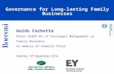 Guido Corbetta Chair AIdAF-EY of Strategic Management in Family Business In memory of Alberto Falck Helsinki, 19 th September 2014 Governance for Long-lasting.