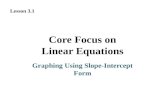 Graphing Using Slope-Intercept Form Lesson 3.1 Core Focus on Linear Equations.