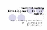 Restructuring our notions of Learning and Intelligence Understanding Intelligence: IQ, EI, and MI.