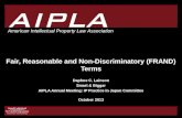 1 1 AIPLA American Intellectual Property Law Association Fair, Reasonable and Non-Discriminatory (FRAND) Terms Daphne C. Lainson Smart & Biggar AIPLA Annual.