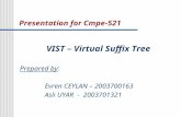 Presentation for Cmpe-521 VIST – Virtual Suffix Tree Prepared by: Evren CEYLAN – 2003700163 Aslı UYAR - 2003701321.